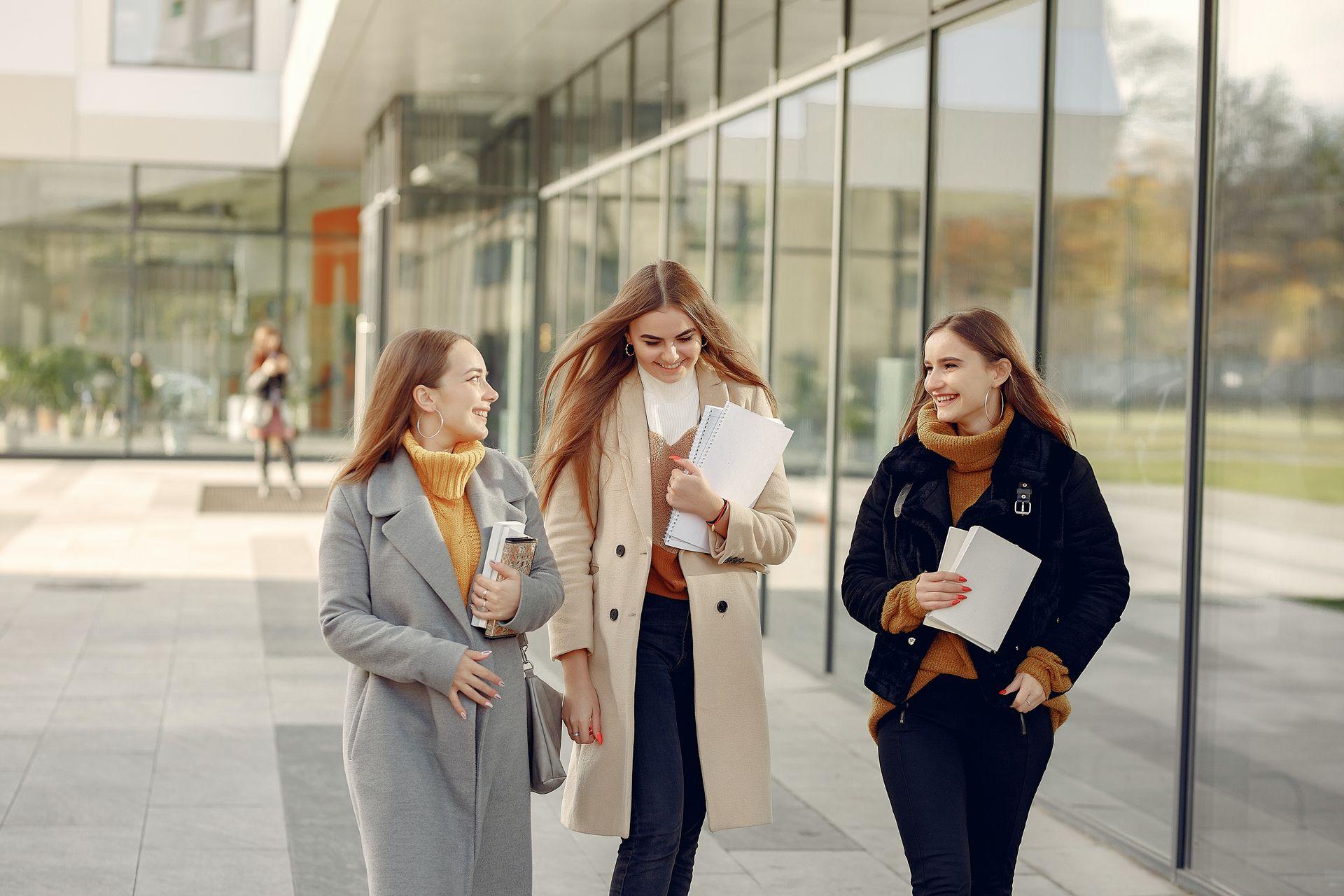 Female students walking